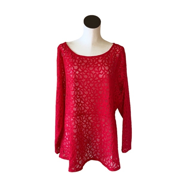 NWOT LANE BRYANT Classic Boatneck Peplum Sheer Lace Top - Picture 5 of 8